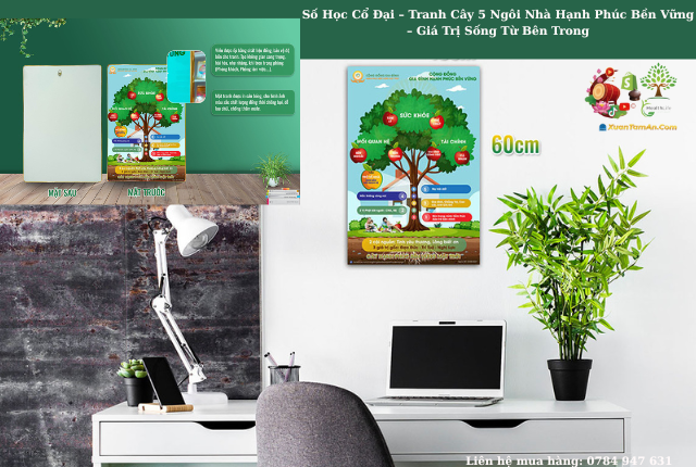 Tranh Cây 5 Ngôi Nhà Hạnh Phúc Bền Vững – Tinh Hoa Từ Giá Trị Gốc